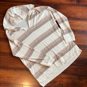 Striped Beige and Blue Lightweight Hoodie